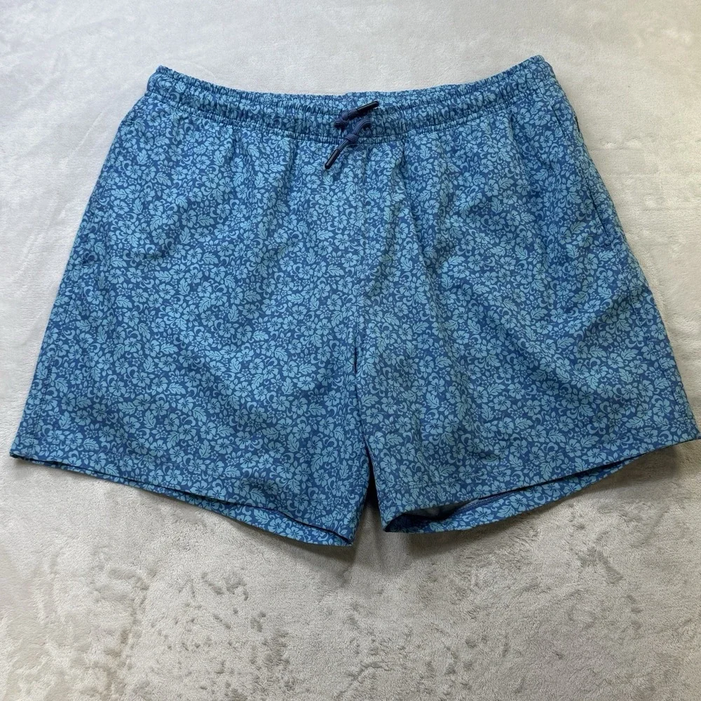 SSCO Swim Shorts LG Blue Floral Print 5.5